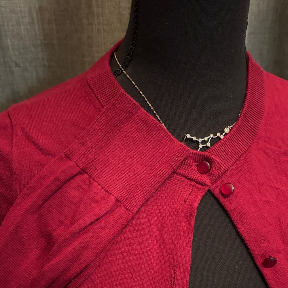 J. Crew Cranberry Crewneck Button Cardigan - Picture 3 of 4